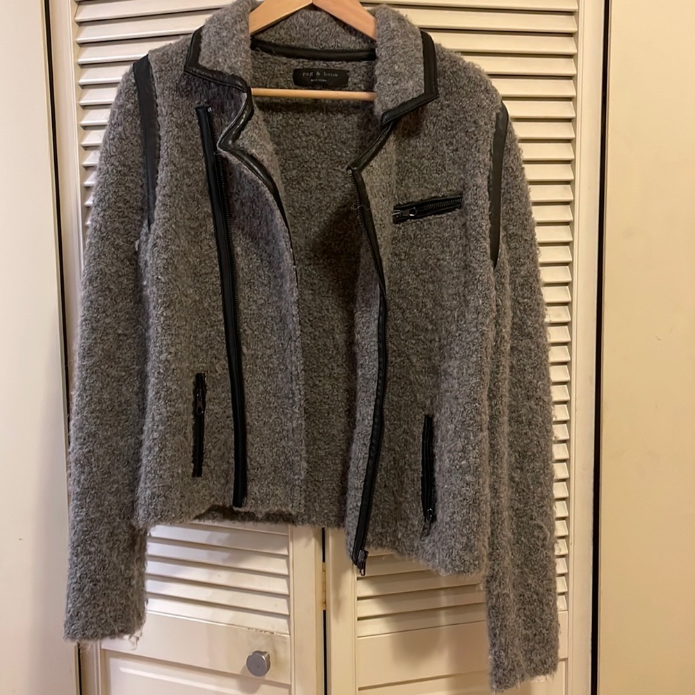 Rag & Bone wool with leather trim jacket